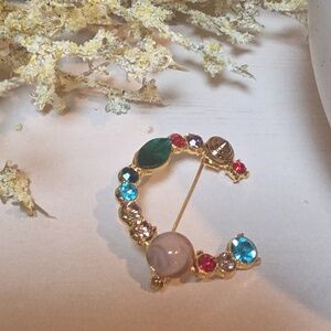 Nwot Letter C Initial Name letter Jeweled Multicolor Brooch Personalized Gift